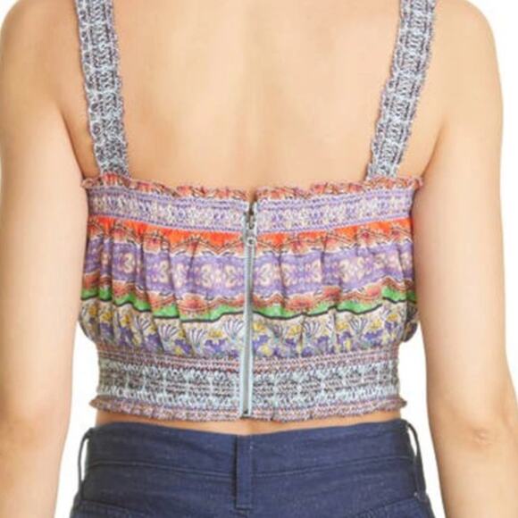 Alice + Olivia Lois Printed Smocked Crop TopIn Ritzymulti Size L NWT - Picture 10 of 11